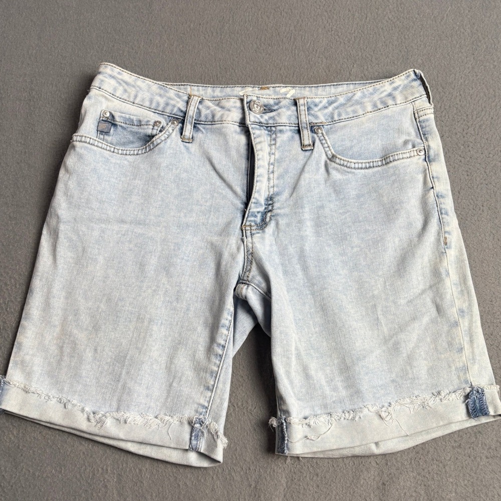 Seven7‎ Womens Light Wash Frayed Hem Bermuda Denim Shorts Size 6